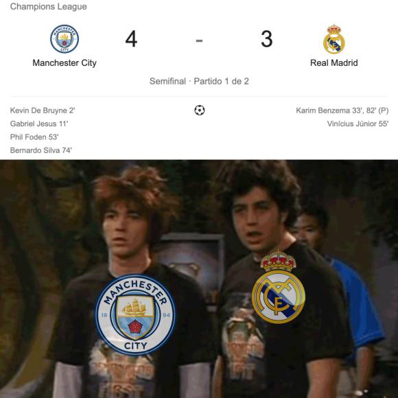 Los divertidos memes que dejó el partidazo entre Manchester City y Real Madrid