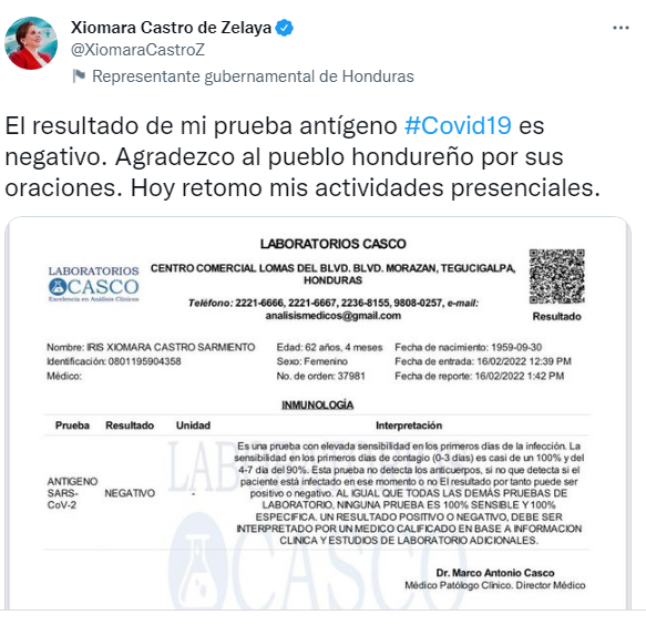 $!Presidenta Xiomara Castro se recupera del covid-19 y se reintegra a sus funciones