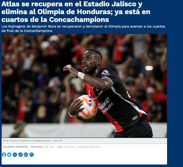 Prensa mexicana califica de “heroica” la remontada del Atlas ante el Olimpia en Concachampions