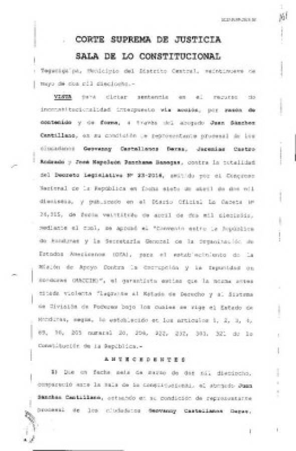 El fallo de la Corte Suprema de Justicia sobre la constitucionalidad de la Maccih en Honduras