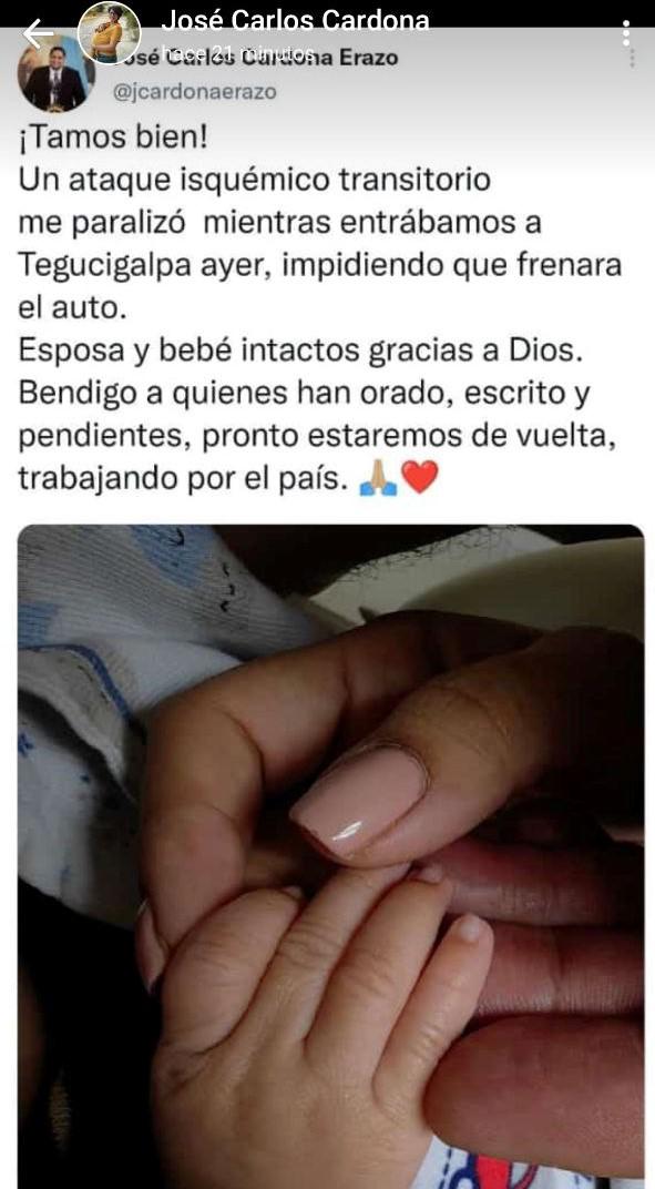 “Estamos bien”: ministro de Sedesol publica mensaje con tierna imagen de su bebé tras accidente