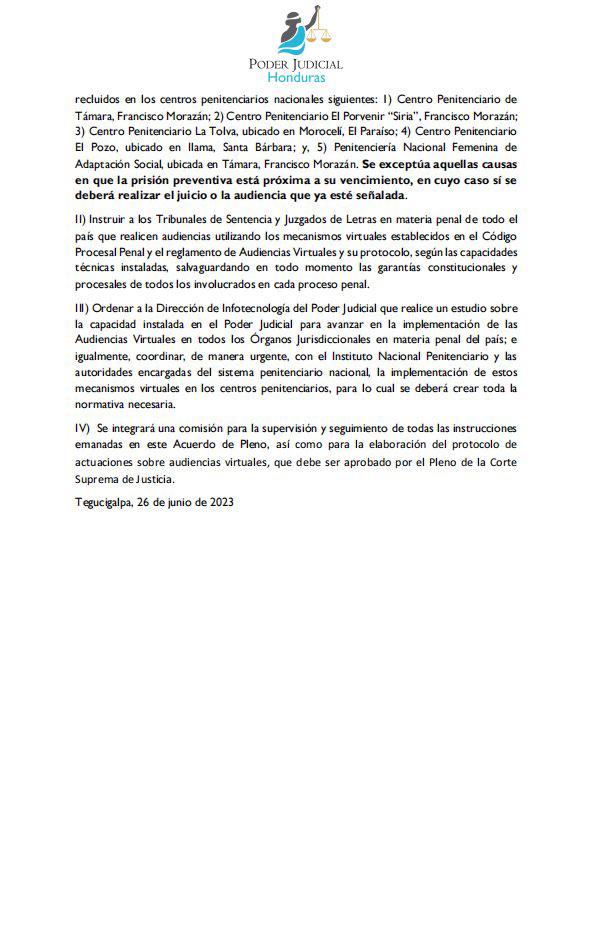 Las nuevas medidas que aplicará la Corte Suprema de Justicia en las cárceles de Honduras