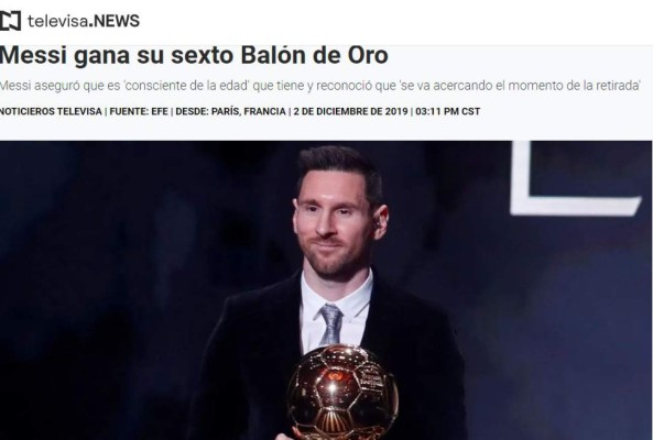 FOTOS: La prensa mundial se rinde ante Messi tras ganar su sexto Balón de Oro