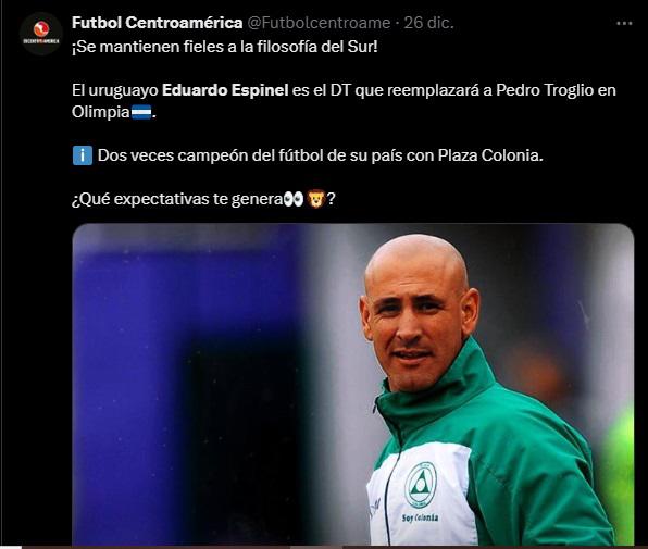 Lo que dicen los medios internacionales sobre Eduardo Espinel, nuevo técnico del Olimpia