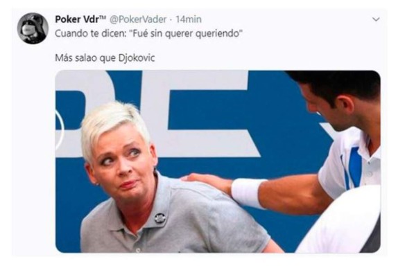 Memes se burlan de la eliminación de Djokovic por pelotazo contra una jueza