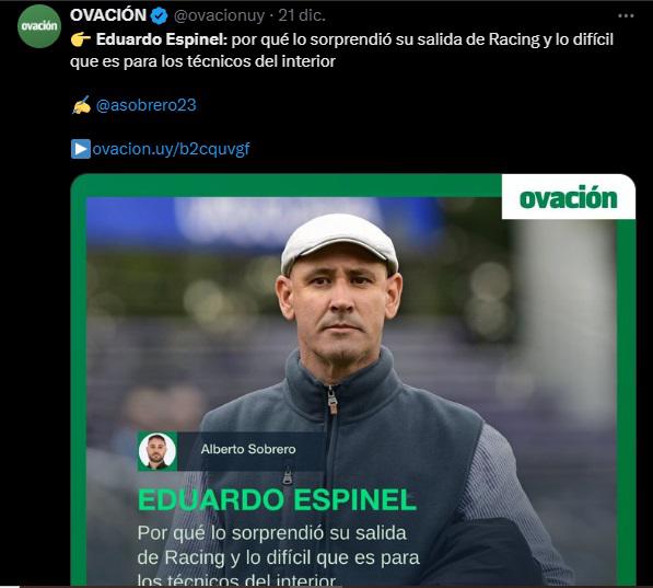 Lo que dicen los medios internacionales sobre Eduardo Espinel, nuevo técnico del Olimpia