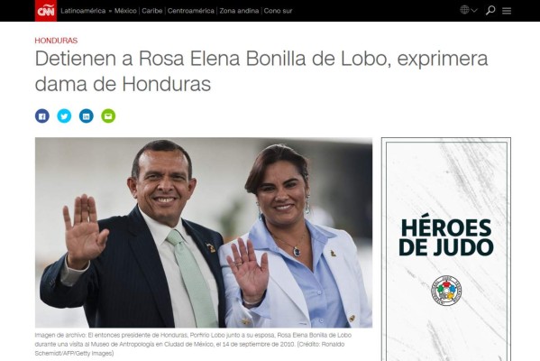 Así informaron los medios internacionales sobre la captura de la ex primera dama de Honduras, Rosa Elena Bonilla