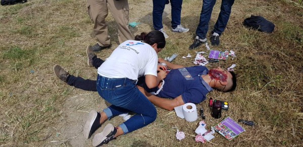 Así fue el simulacro de accidente aéreo desarrollado en el puente Negro de La Lima, Cortés