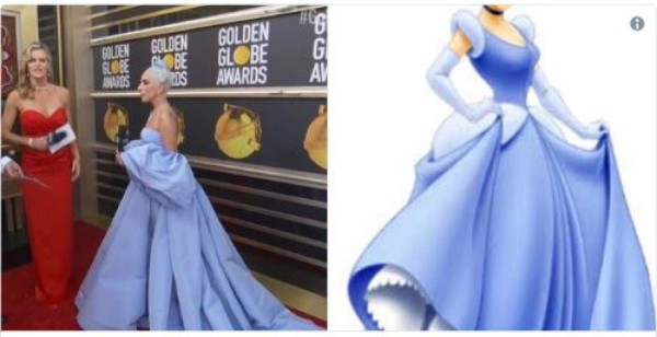 Los memes que generó Lady Gaga por su vestido en los Golden Globes 2019