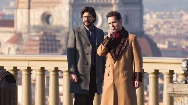 Las fotos de Berlín y El Profesor en la grabación de la tercera temporada de La casa de papel