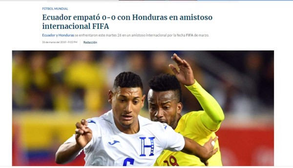 Reacciones de medios internacionales tras amistoso entre Honduras y Ecuador