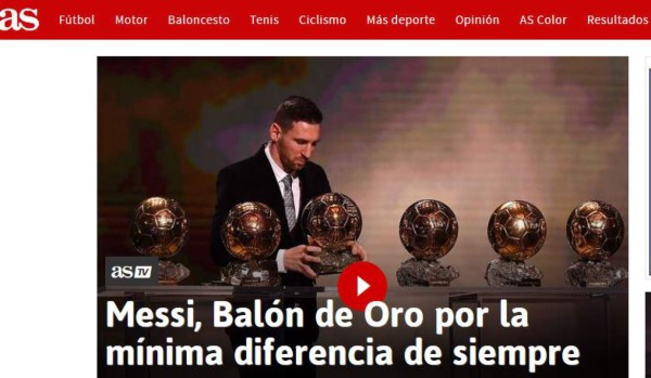 FOTOS: La prensa mundial se rinde ante Messi tras ganar su sexto Balón de Oro