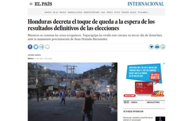 FOTOS: Así habló la prensa internacional sobre el toque de queda en Honduras