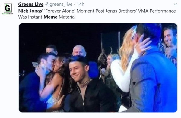 Nick Jonas objeto de memes por su soledad en los MTV Video Music Awards