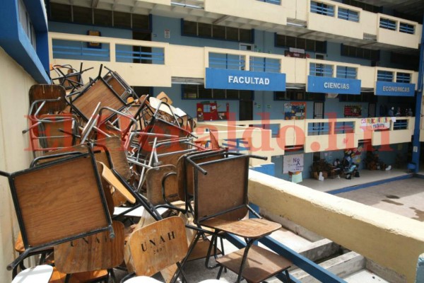 El ambiente de este viernes en la Universidad Nacional Autónoma de Honduras tras varias semanas de tomas