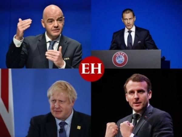 Entre las principales voces que se han alzado en contra del nuevo torneo destacan el presidente de la FIFA, Gianni Infantino, el presidente de UEFA, Aleksandr Ceferin, el primer ministro británico Boris Johnson y el presidente francés Emmanuel Macron. Fotos: AFP