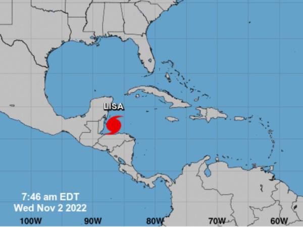 Se espera que Lisa toque tierra la tarde de este miércoles en Belice.