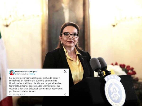 La presidenta de Honduras, Xiomara Castro, envió un mensaje de condolencias al pueblo de Marruecos.