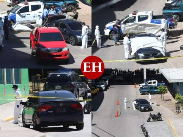 Edwin Edgardo Amador Banegas fue hallado sin vida en el baúl de su vehículo, un Honda Civic, color azul, con placas PDU 6557. Así descubrieron su cuerpo sin vida en el estacionamiento del mercado La Isla. Fotos: Alex Pérez/EL HERALDO.