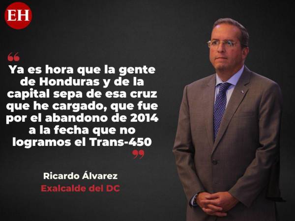 Ricardo Álvarez, el exalcalde del Distrito Central (2010-2014), se pronunció ante la cancelación del Trans-450 anunciada por el actual edil capitalino, Jorge Aldana. En sus declaraciones, Álvarez dio explicaciones de las razones que según él le impidieron terminar el proyecto, señaló a los presuntos responsables del fracaso de la obra y vaticinó algo terrible para la ciudad en los próximos meses.