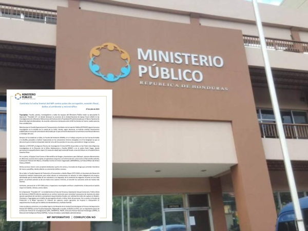 Comunicado publicado por el Ministerio Público (MP).