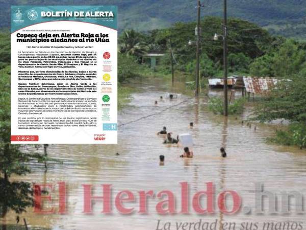 Al menos 24 horas durará la alerta roja en los municipios aledaños a las riberas del río Ulúa.