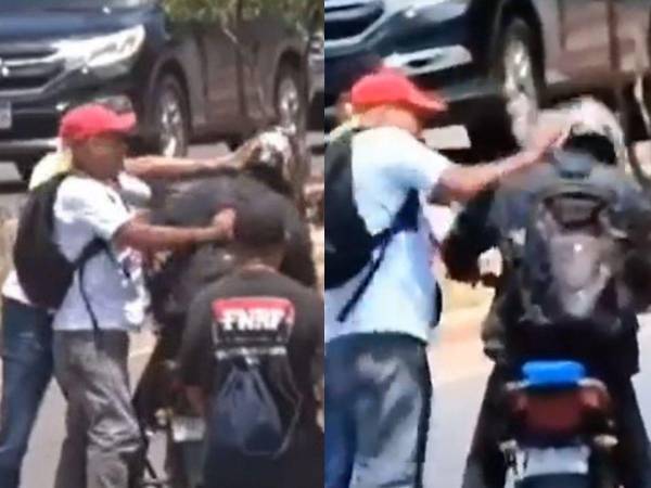 La grabación muestra a los miembros de Libre golpeando a un ciudadano que se transporta en motocicleta.