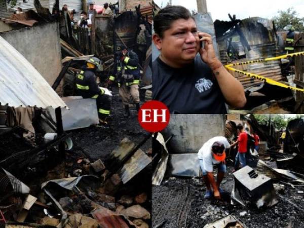 Dos familias quedaron en la calle cuando un incendio redujo a escombros dos viviendas en el sector 2 de la colonia Nueva Capital de Comayagüela.Las familias hondureñas, con lágrimas en los ojos, contaron cómo el fuego consumió sus pertenencias y el hogar que con tanto esfuerzo levantaron. Fotos: Estalin Irías/El Heraldo