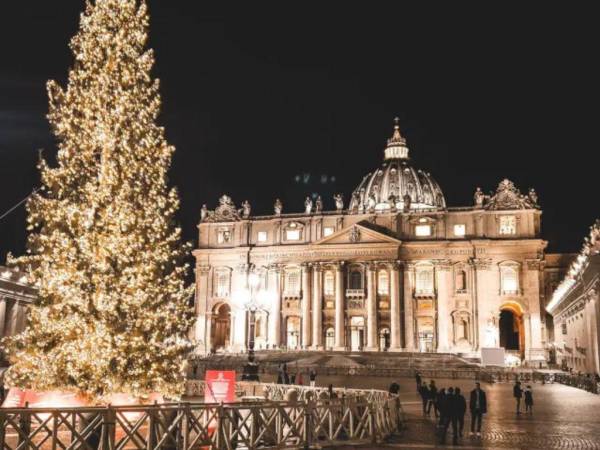 Imagen de ilustración sobre el imponente árbol de Navidad que año con año se coloca en la plaza de San Pedro en la Ciudad del Vaticano. Hay renuencia de miles de personas para talar el designado de 2024.