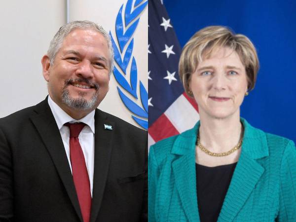 La embajadora de Estados Unidos en Honduras, Laura Dogu, y el Canciller de la República, Enrique Reina, uniformaron posturas.