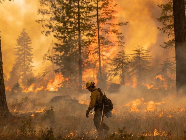 Miles de bomberos equipados con cientos de camiones cisterna luchan este lunes contra el mayor incendio del año en California, que desde la semana pasada arrasa el norte de ese estado del oeste de Estados Unidos y ya quemó un área más grande que la ciudad de Los Ángeles.