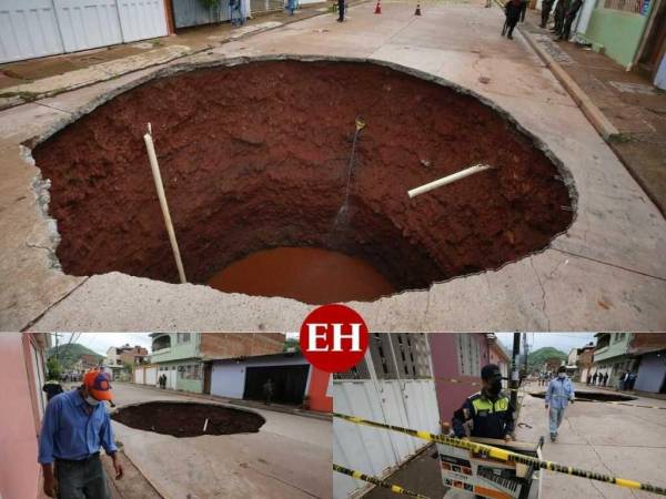 La tormenta que azotó al Distrito Central en las últimas horas dejó un enorme socavón en una de las calles de la colonia Prados Universitarios en la capital. Autoridades edilicias dicen que es muy preocupante y temen que el desastre se expanda. Aquí las imágenes del hundimiento.