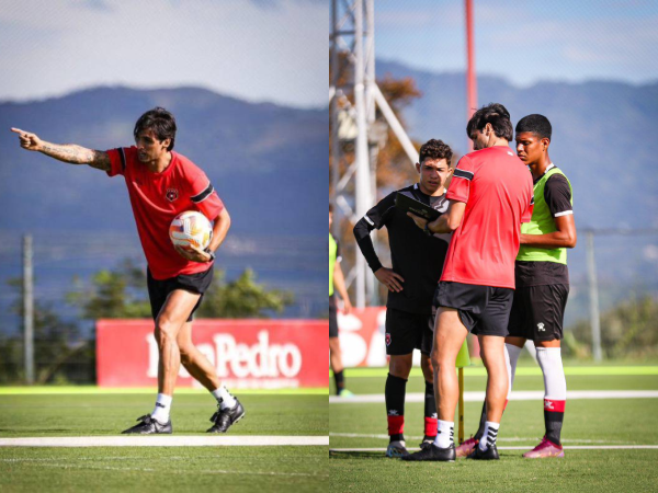 Bryan Ruiz al frente de los entrenamientos de la sub-17 del conjunto de Alajuelense en Costa Rica.