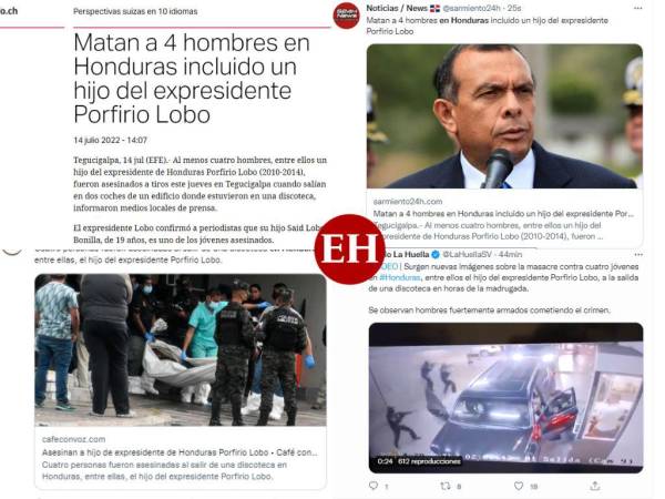 En el mundo entero retumbó la noticia de la masacre en las afueras de una discoteca en la capital hondureña, debido a que entre las víctimas está el hijo del expresidente de Honduras, Porfirio Lobo Sosa. Así lo informaron medios internacionales.