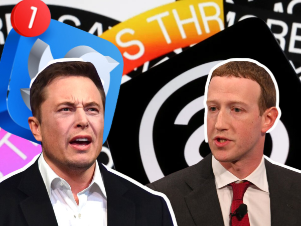 Los empresarios multimillonarios Mark Zuckerberg y Elon Musk.