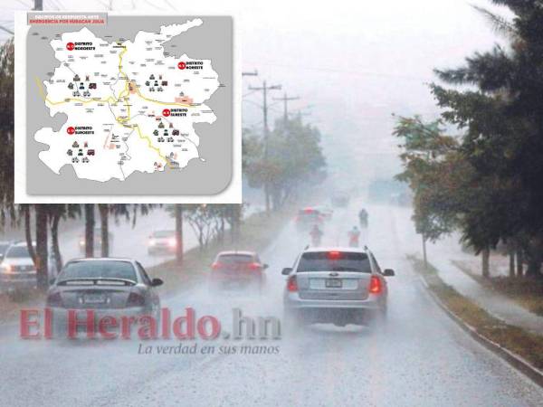 El Distrito Central tomó como medida dividir en cuatro cuadrantes la ciudad para desplegar los equipos de respuesta ante eventuales afectaciones por las lluvias en la capital.