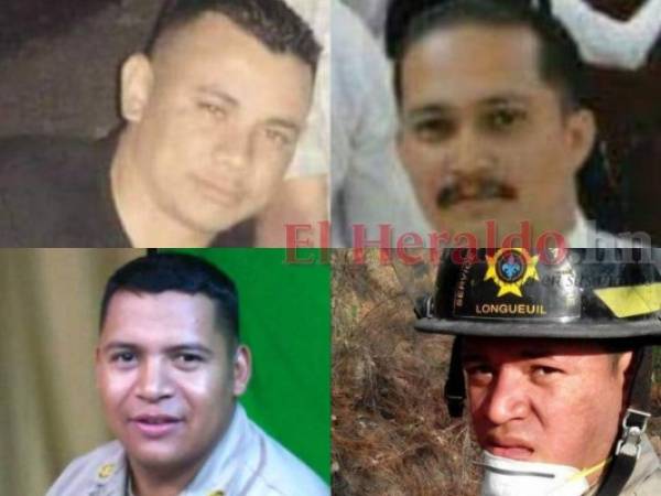 De izquierda a derecha los bomberos Felipe Santiago Varela, Josué Vargas, Frank Obilson Santos y Óscar Fernando Madrid en vida.