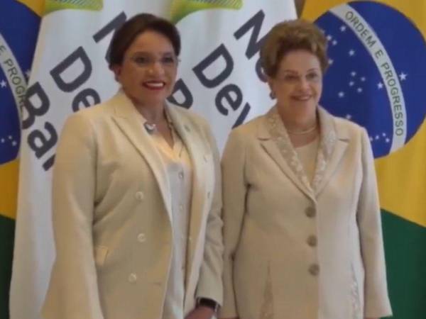 La presidenta Xiomara Castro y Dilma Rousseff, presidenta del Banco de Desarrollo del BRICS,