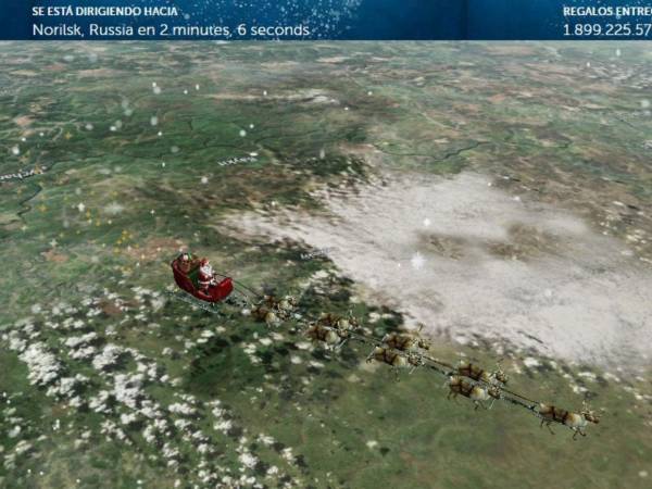 Un mapa satelital en el sitio web noradsanta se puede ver al afable anciano y a sus renos saltar de país en país.