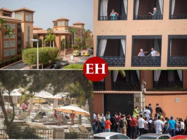 Cientos de turistas de un hotel de Tenerife, en el archipiélago español de las Canarias, fueron confinados en sus habitaciones este martes a raíz de un posible caso de coronavirus en uno de sus clientes, un italiano, indicaron las autoridades. Fotos: Agencia AFP.