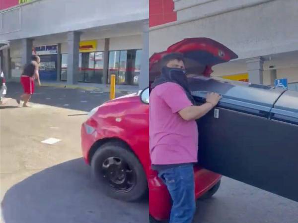 Estos individuos fueron captados mientras ingresaban a una tienda y subían un refrigerador a su vehículo.