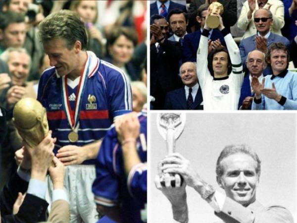 Deschamps, Zagallo y Beckenbauer cuando fueron campeones como jugadores.