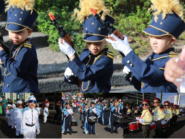 Luciendo espectaculares trajes estos menores honraron a la Patria en el 202 aniversario de Independencia.