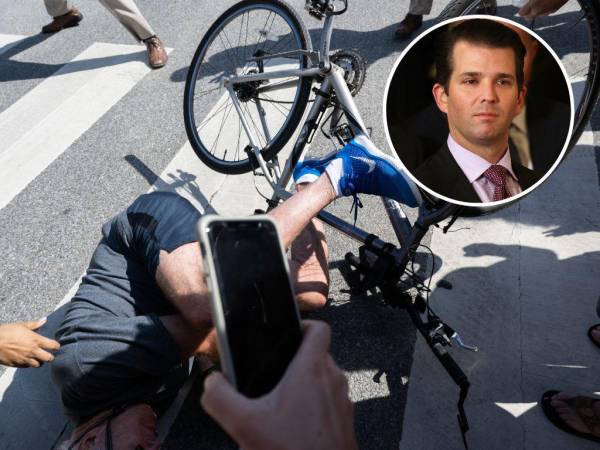 Donald Trump Jr. compartió en sus redes sociales el video de la caída de Biden.