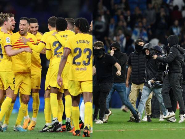 Con mucha euforia y alegría los jugadores del FC Barcelona celebraron la obtención de su título número 27 de manera adelantada. Sin embargo, esto desató la frustración y enojo de los aficionados del Espanyol, quienes irrumpieron en el festejo en el RCDE Stadium. A continuación las imágenes.