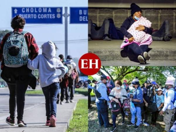 Cientos de personas partieron este sábado de San Pedro Sula, al norte de Honduras, en una nueva caravana de migrantes con intenciones de buscar mejores condiciones de vida en Estados Unidos, donde son rechazados por las autoridades en la frontera con México y donde les espera una travesía totalmente incierta, pero que afirman, es mejor que quedarse. Fotos: AFP