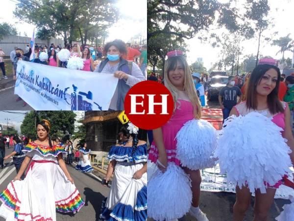 Al menos dos grupos, uno de pomponeras y otro con trajes típicos participaron en la movilización por las fiestas de Independencia Patria.