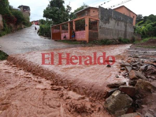 Esta calle de la colonia La Era quedó incomunicado por las lluvias. Foto: Marvin Salgado/EL HERALDO