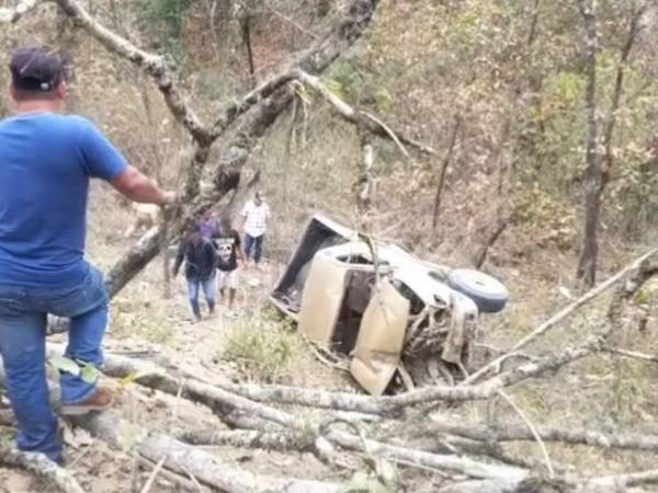 El automotor quedó al fondo de una hondonada de la carretera olanchana.