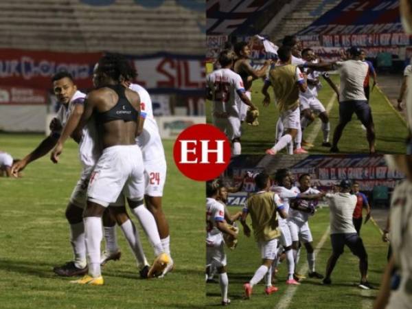 El capitán del Olimpia y el asistente técnico del Motagua se gicieron de palabras y terminaron yéndose a los golpes. Fotos: Marvin Salgado | EL HERALDO